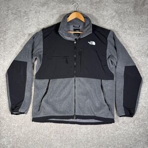 The North Face Denali Polartec Fleece Jacket Mens L Grey Black Full Zip NF0A3XAU